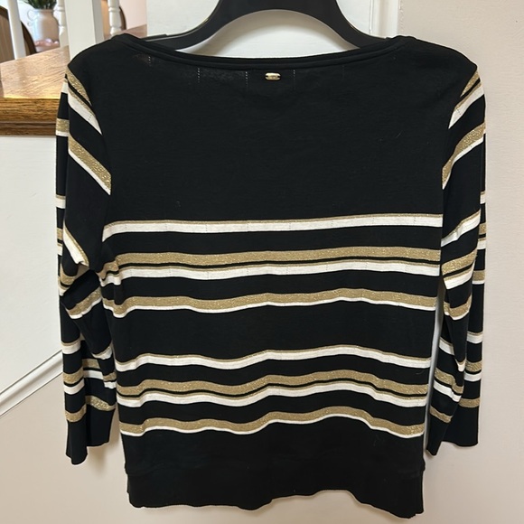 Escada Black and Gold Glittery Striped  Sweater Top - Picture 11 of 12